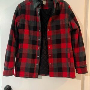 Duluth Trading Co Red and Black Checkered Utility Jacket